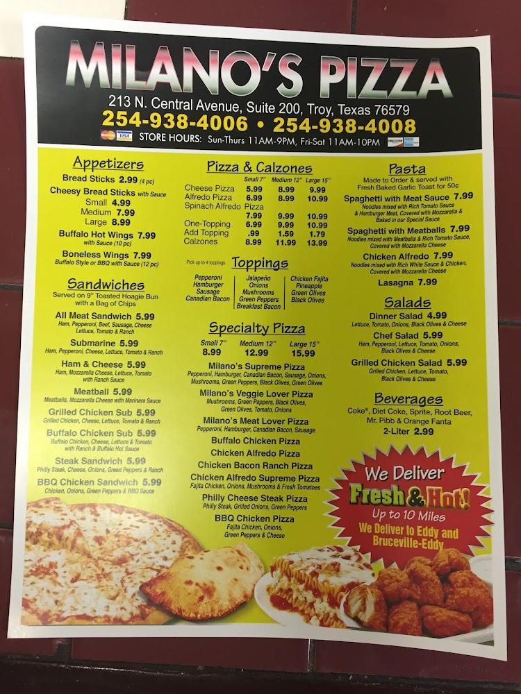 Milano's Pizza Menu image 3